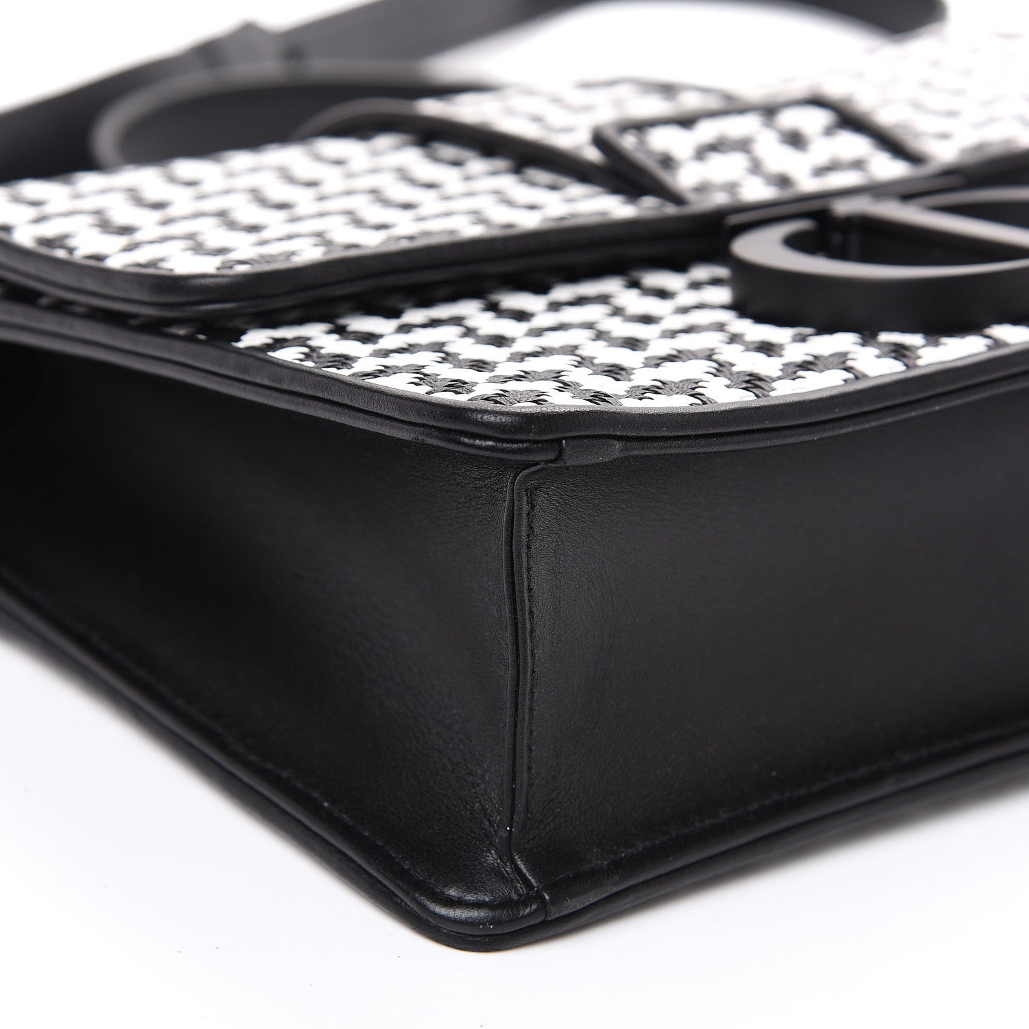 Christian Dior Lambskin Houndstooth Braided 30 Montaigne Flap Bag Black White 6 of 10