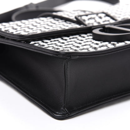 Christian Dior Lambskin Houndstooth Braided 30 Montaigne Flap Bag Black White 6 of 10