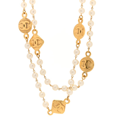 Chanel Pearl CC Long Necklace Gold 1 of 4