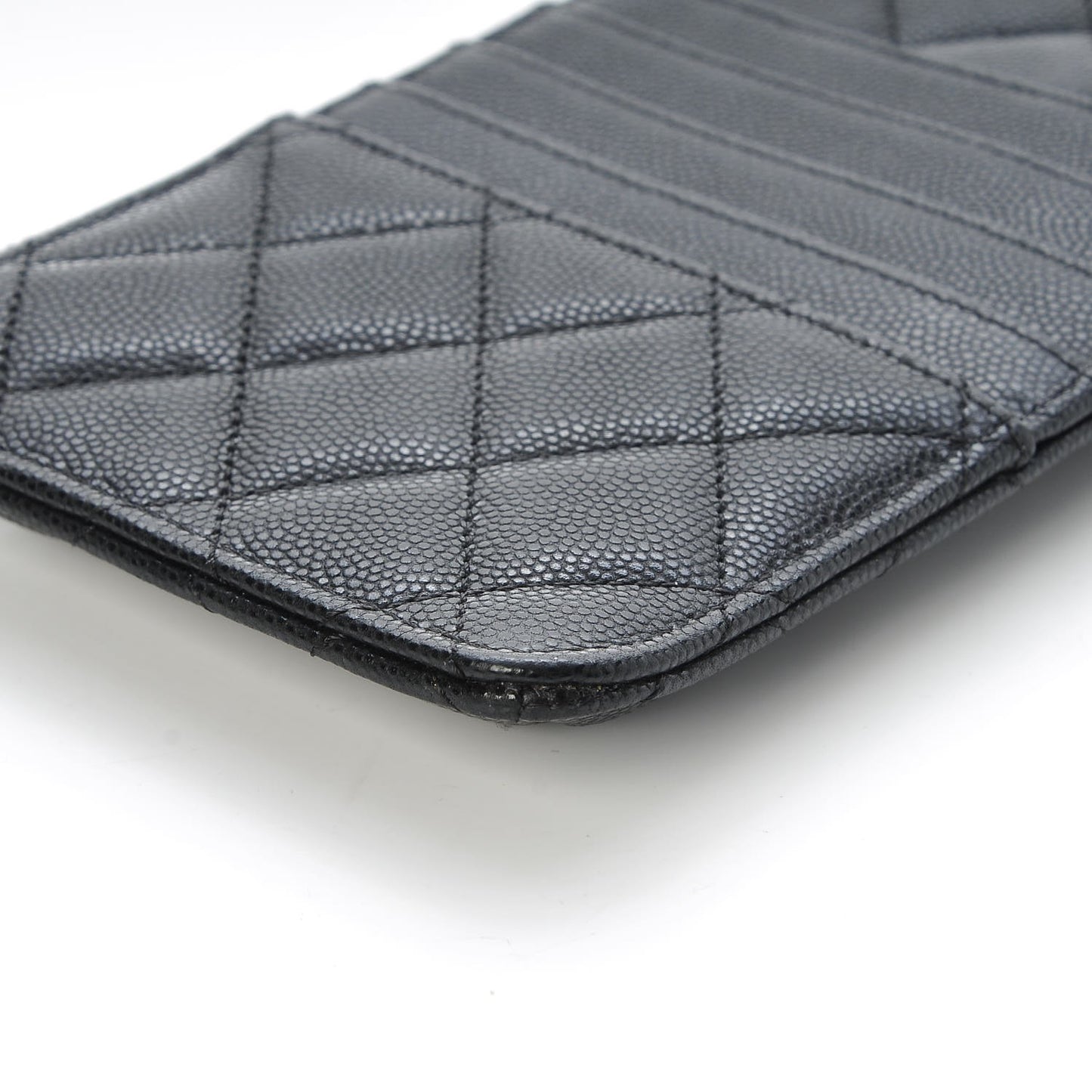 Caviar Quilted Classic Flat Wallet Pouch Black