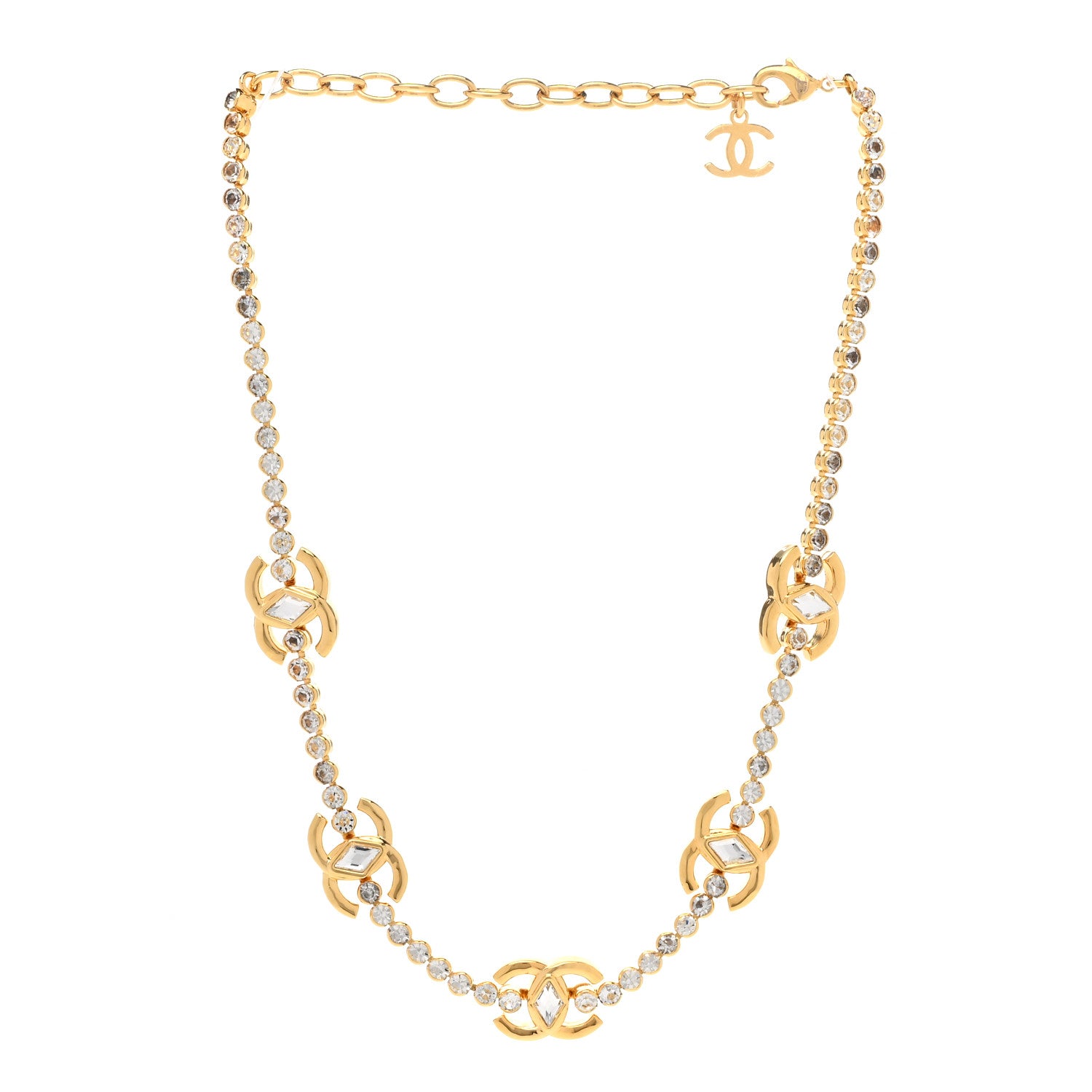 Chanel Metal Crystal CC Marquise Choker Gold 3 of 6