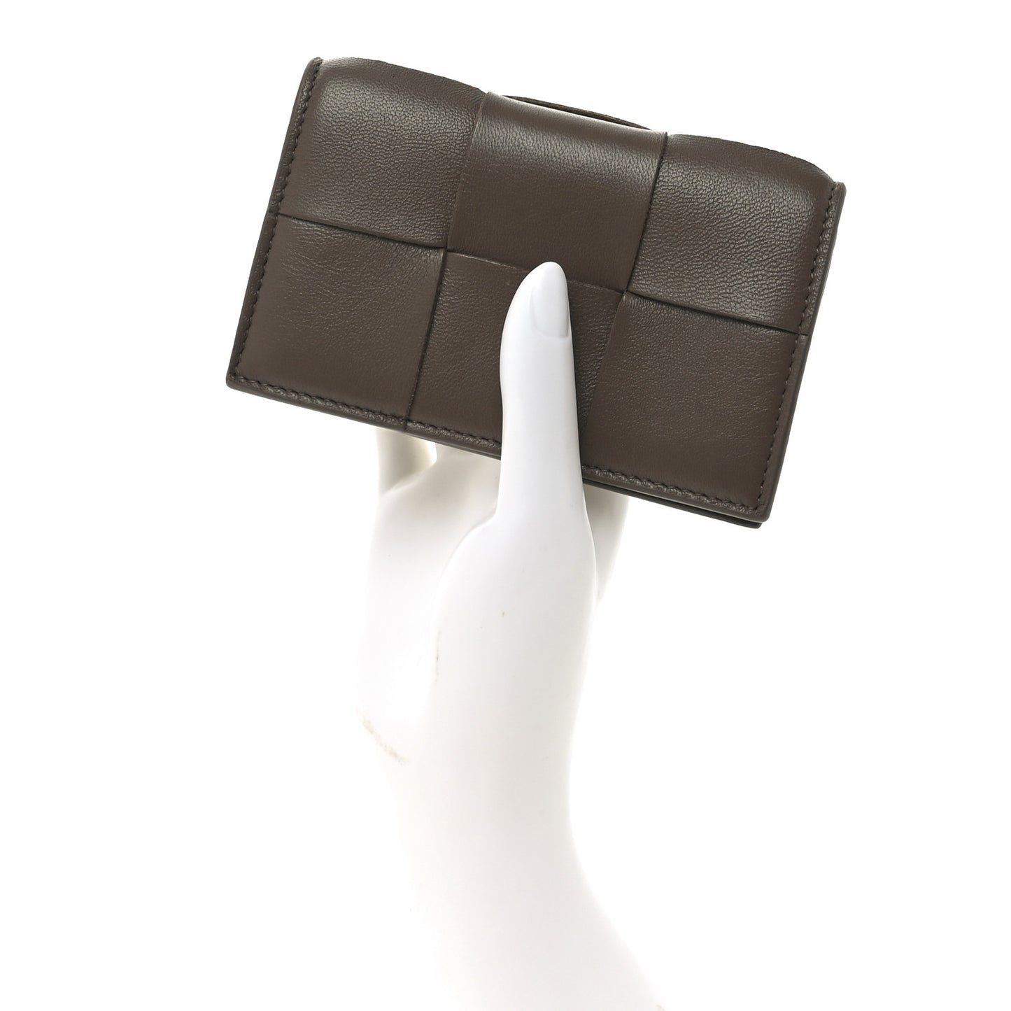 Nappa Maxi Intrecciato Card Holder Wallet Dark Taupe