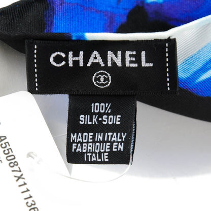 Chanel Washed Silk Twill CC Square Scarf Navy White 4 of 6