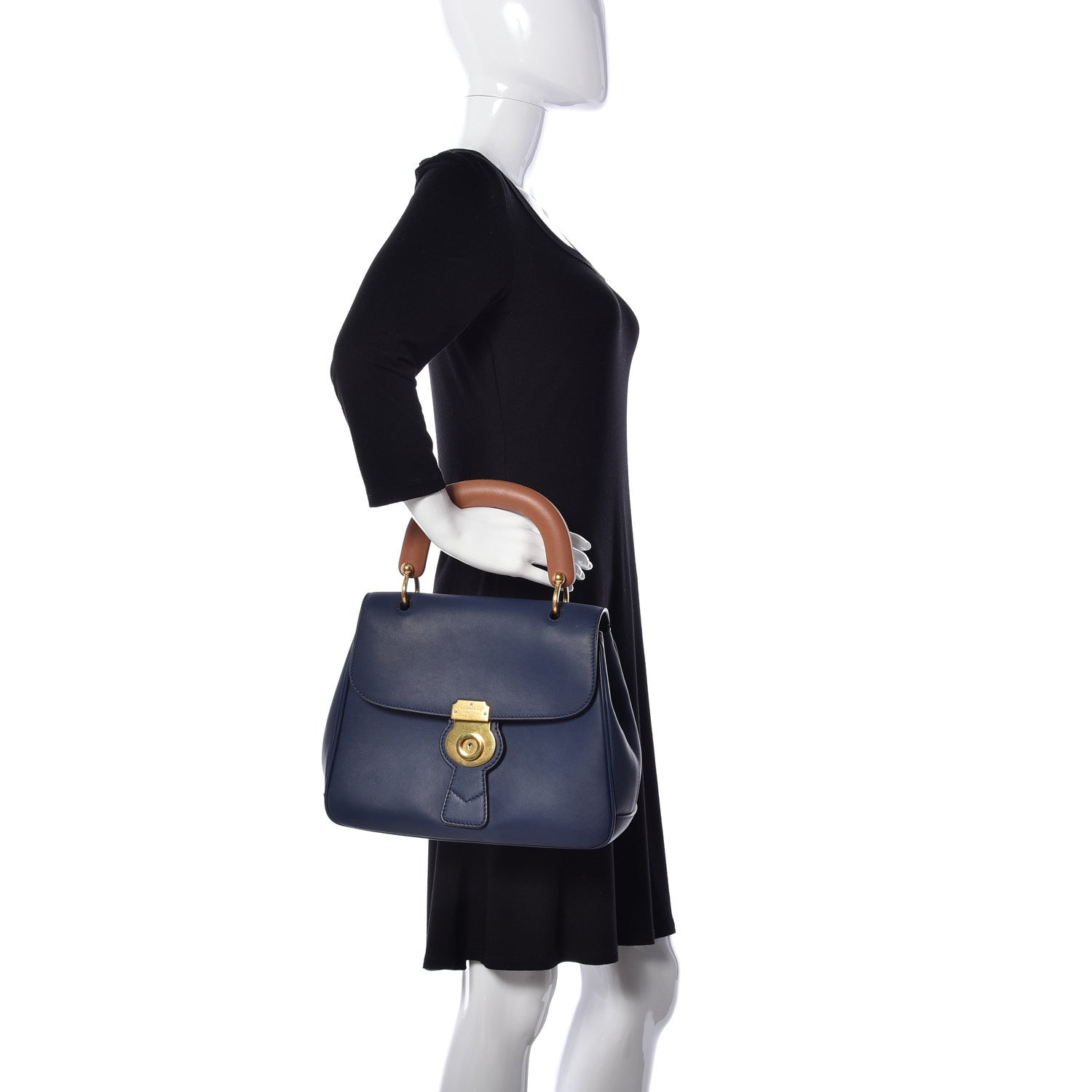 Burberry Trench Calfskin Medium DK88 Top Handle Bag Ink Blue 3 of 9