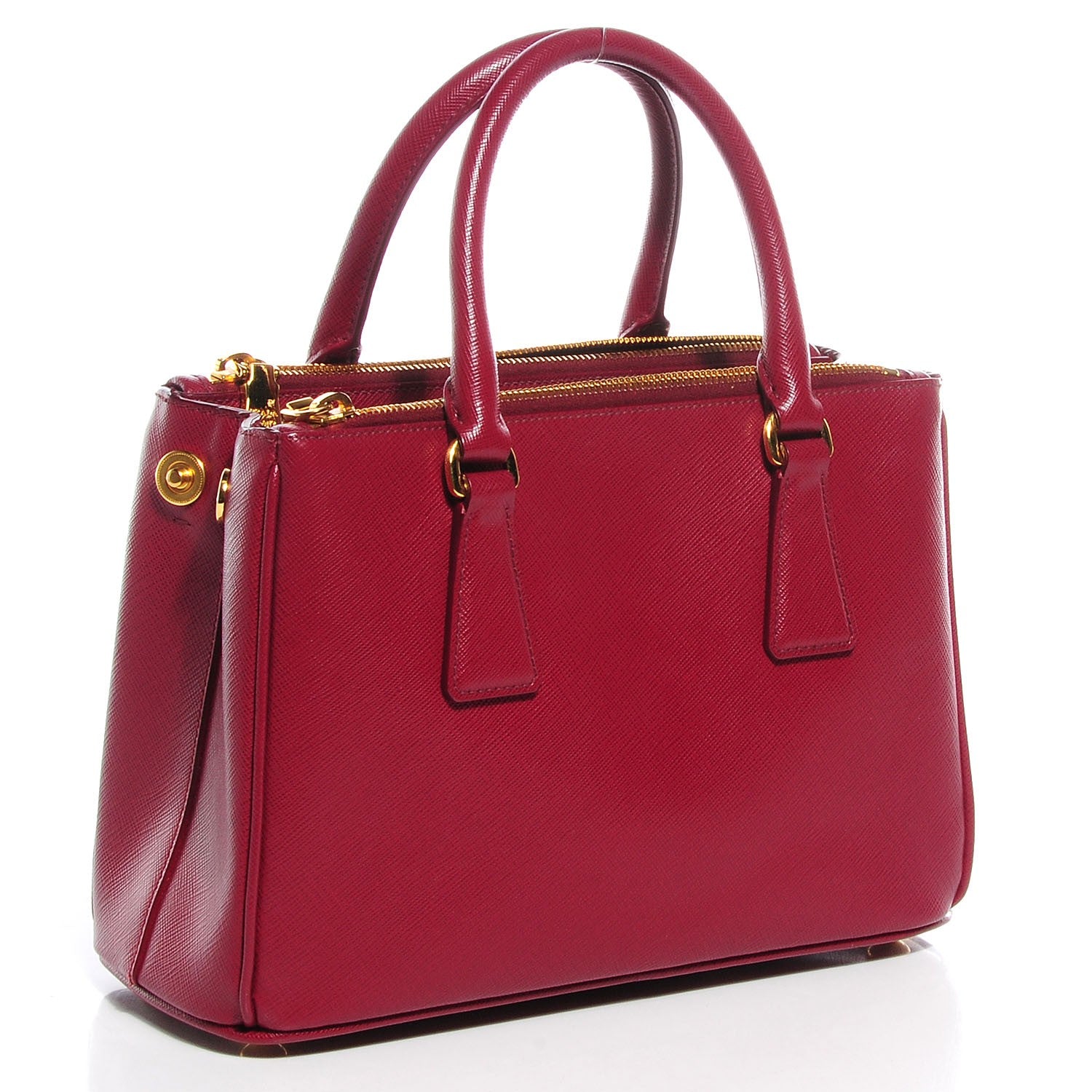Prada Saffiano Lux Mini Double Zip Tote Cherry 3 of 13