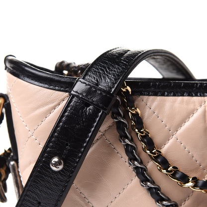 Chanel Aged Calfskin Quilted Small Gabrielle Hobo Beige Black 8 of 10