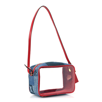 Louis Vuitton Denim Damier Monogram Patchwork PVC Beach Pouch Blue Rouge 3 of 9