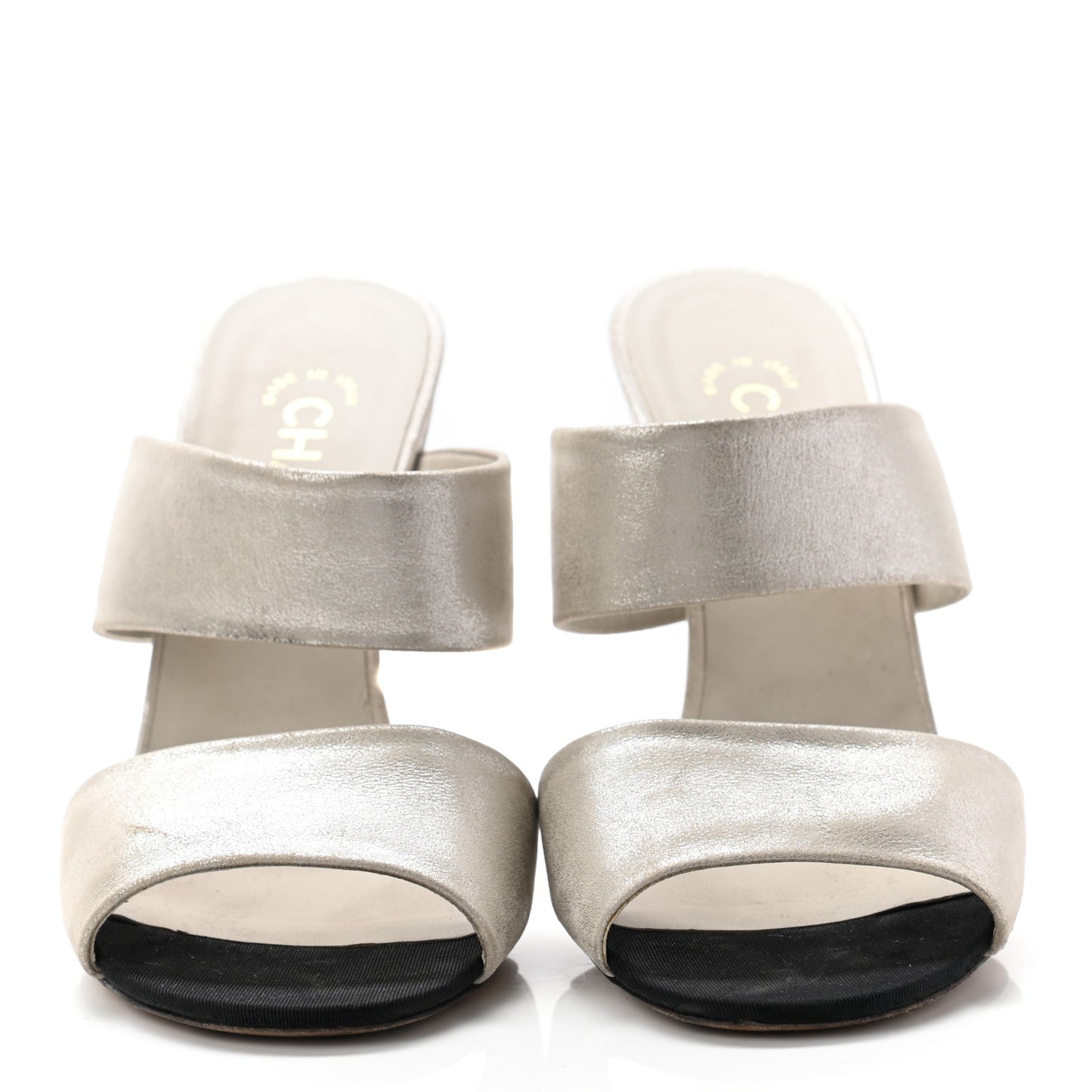 Metallic Lambskin Pearl Sandal Mules 37 Silver