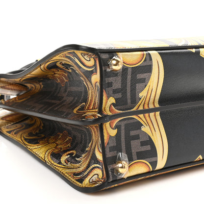 Fendi X VERSACE Vitello Seta Nappa Fendace FF Baroque Medium Peekaboo I SEE U Satchel Tobacco Black Gold 9 of 10