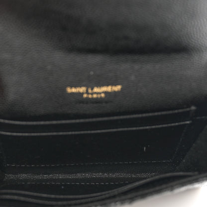 Saint Laurent Grain De Poudre Textured Mixed Matelasse Triquilt Small Monogram Envelope Wallet Black 5 of 7