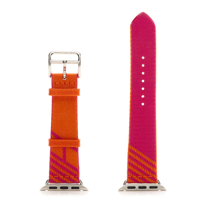 Hermes Nylon Weave 32mm Twill Jump Apple Watch Single Tour Strap Orange Rose Mexico 1 of 5