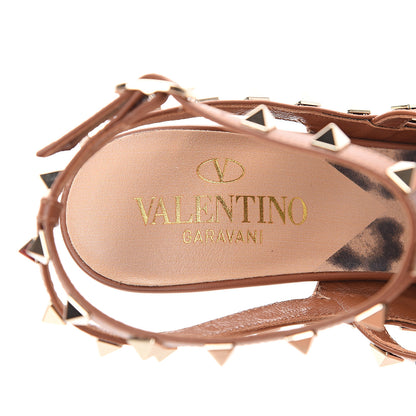 Valentino Garavani Canvas Leopard Print Rockstud Ankle Strap Pumps 37.5 Brown 6 of 8