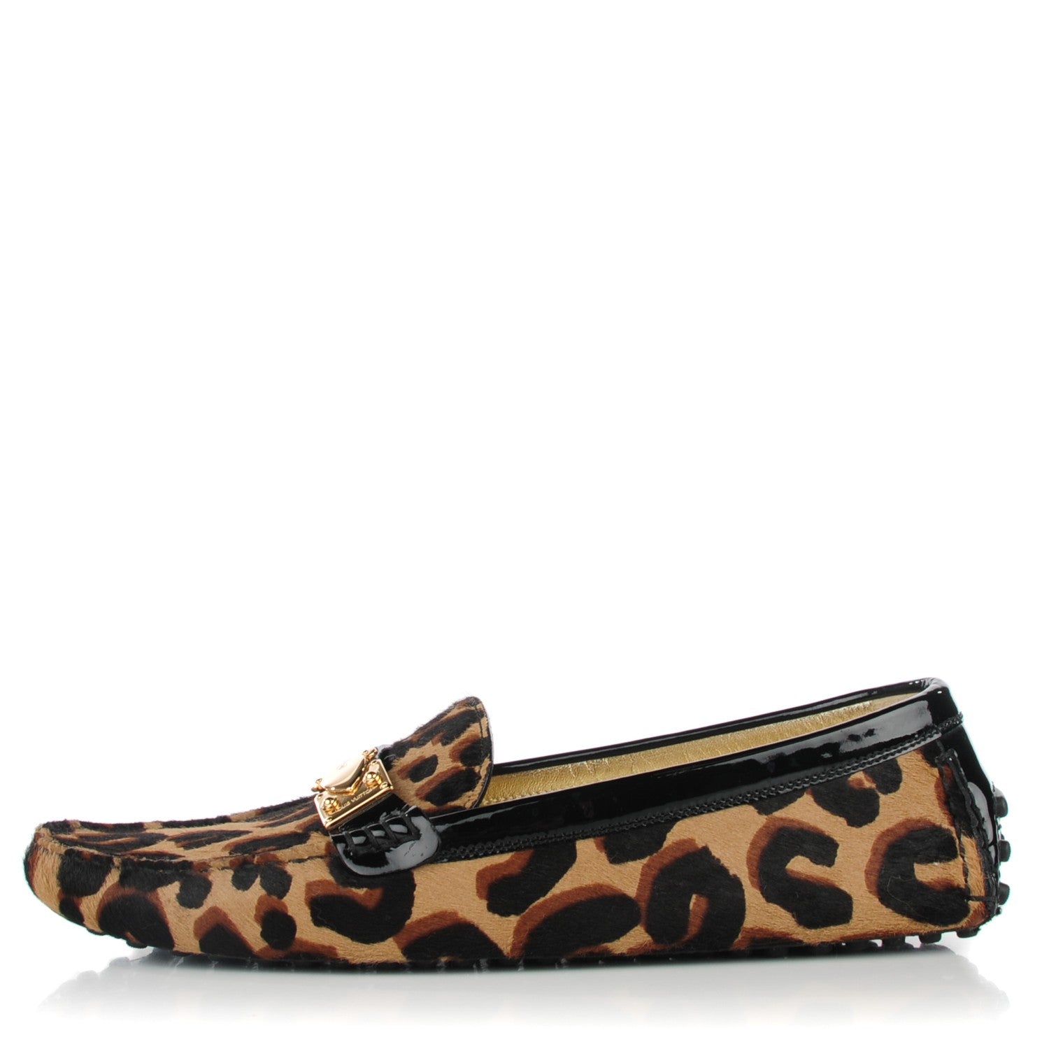 Louis Vuitton Pony Hair Leopard Lombok Mocassin Loafers 38.5 Black 1 of 9