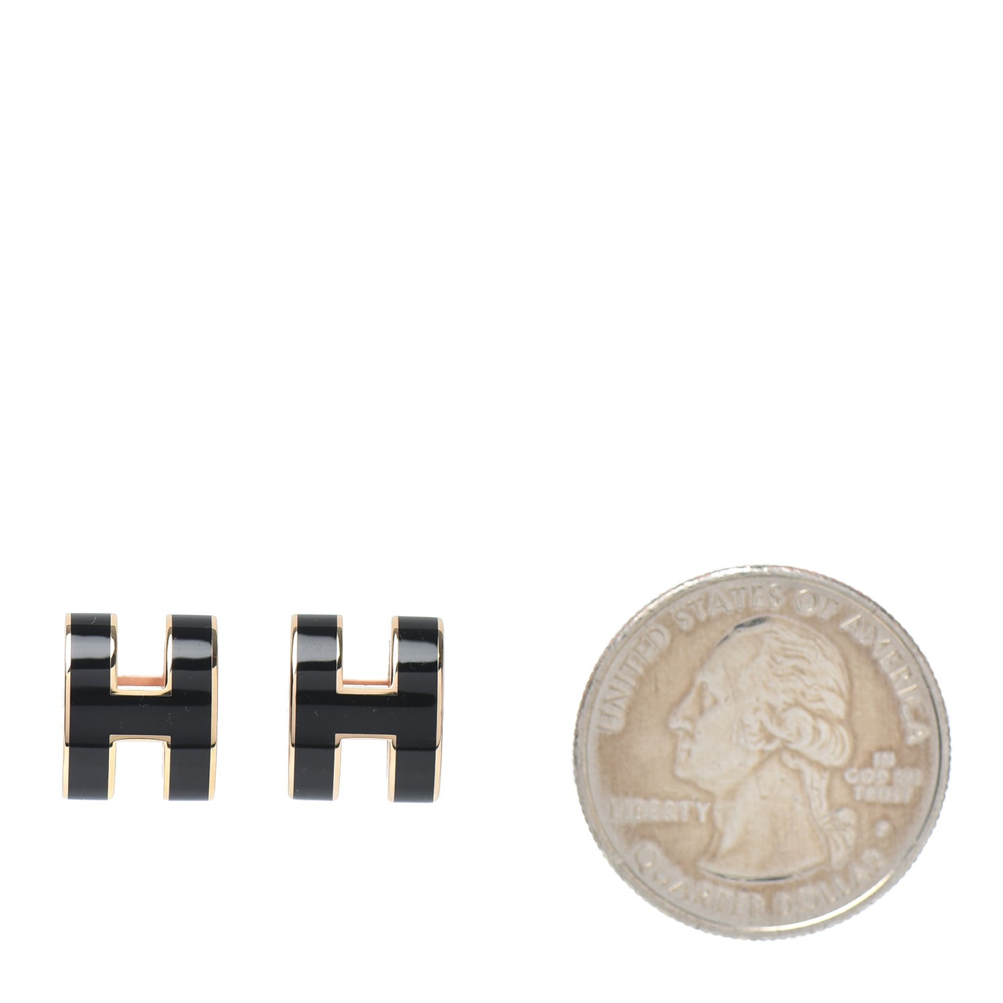 Rose Gold Lacquered Pop H Earrings Black