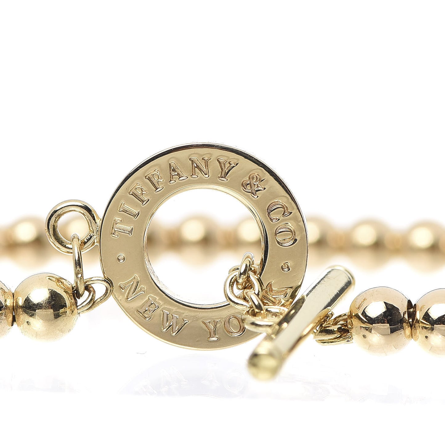 18K Yellow Gold 4mm Beads Toggle Bracelet