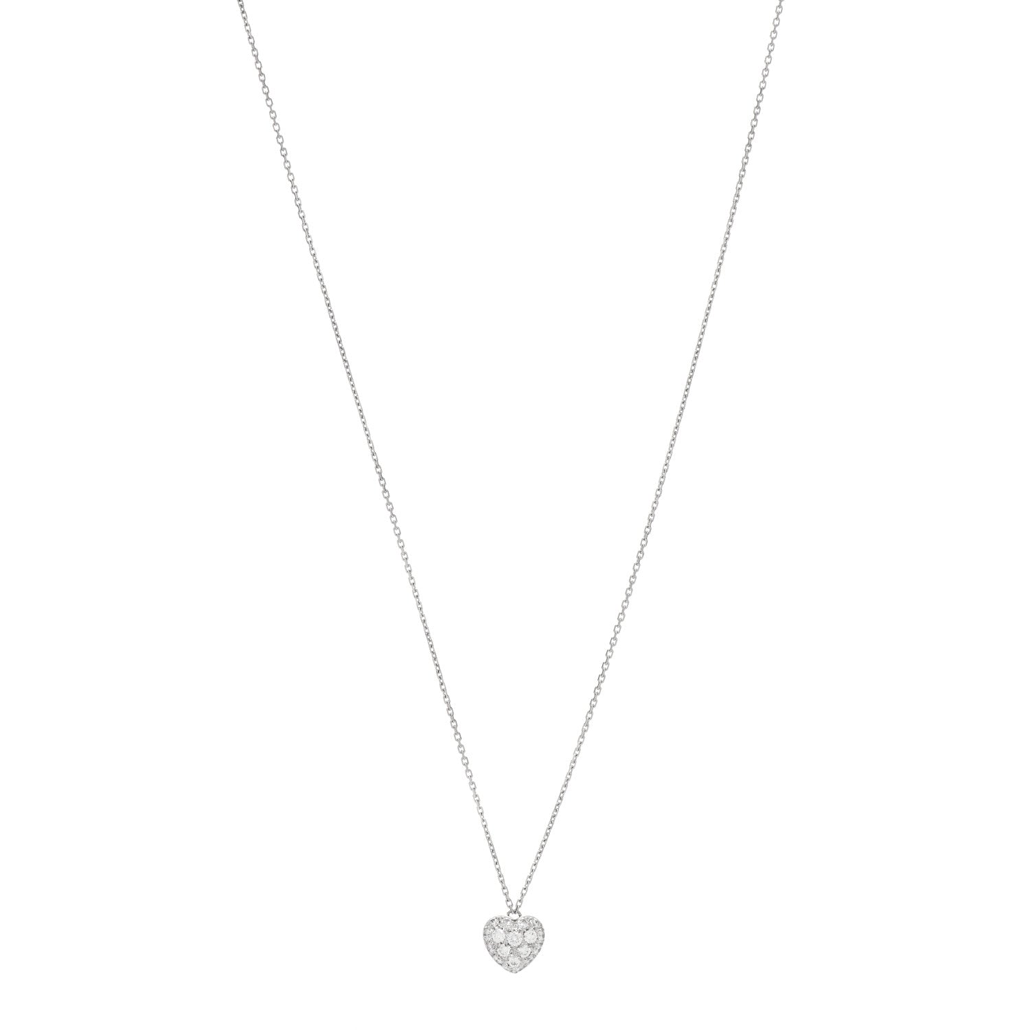 Cartier 18K White Gold Diamond Heart Paved Pendant Necklace 1 of 5
