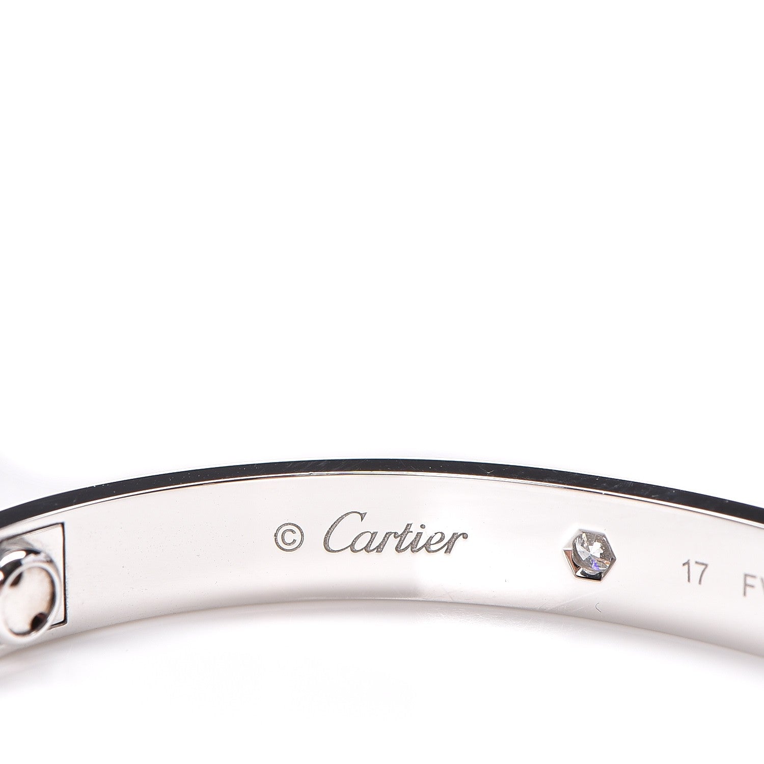 Cartier 18K White Gold 4 Diamond LOVE Bracelet 17 3 of 6
