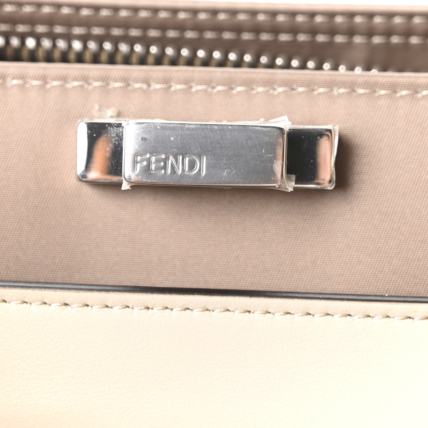 Fendi Nylon Vitello Cover Logo Embossed Medium Peekaboo I SEE U Satchel Rope Milk Black 6 of 9