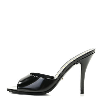 Gucci Polished Calfskin Scarlet Mid Heel Slides 36 Black 1 of 8