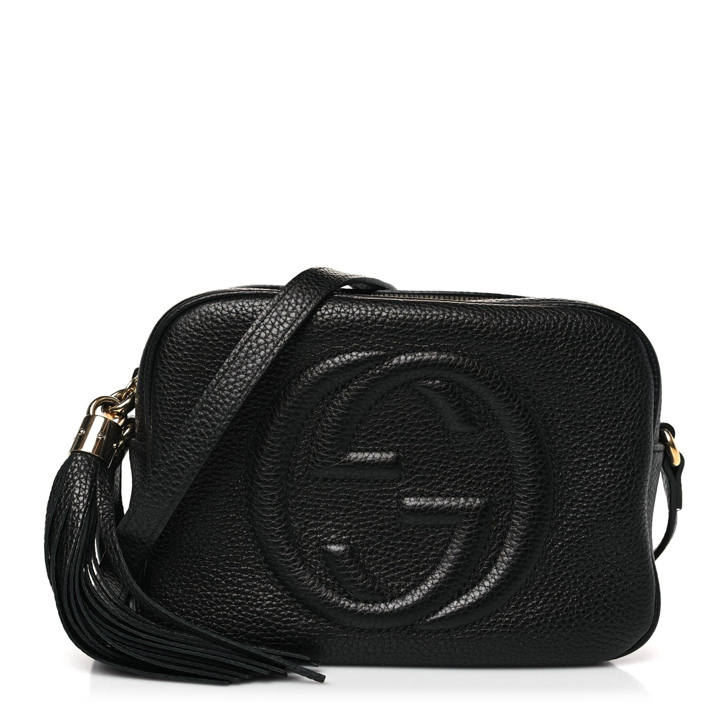 Pebbled Calfskin Small Soho Disco Bag Black