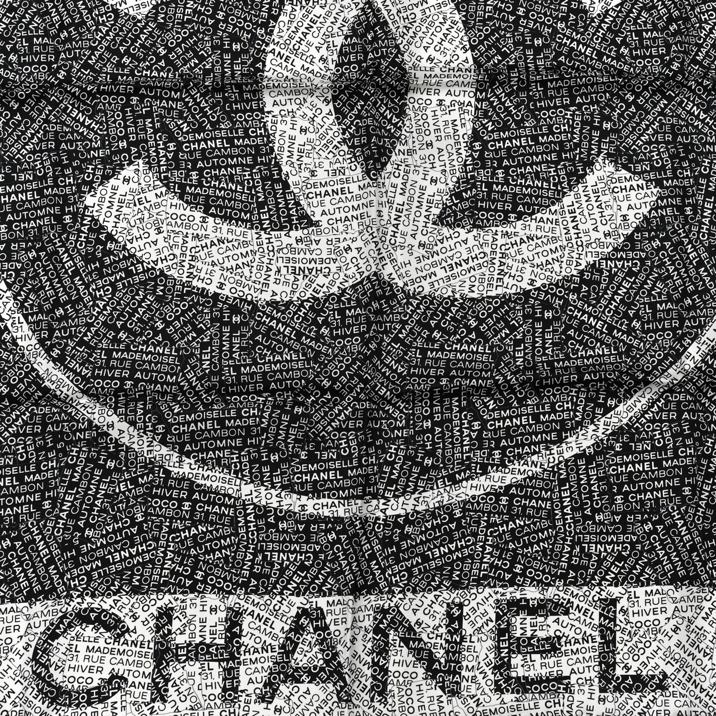 Silk Rue Cambon CC Square Scarf Black White