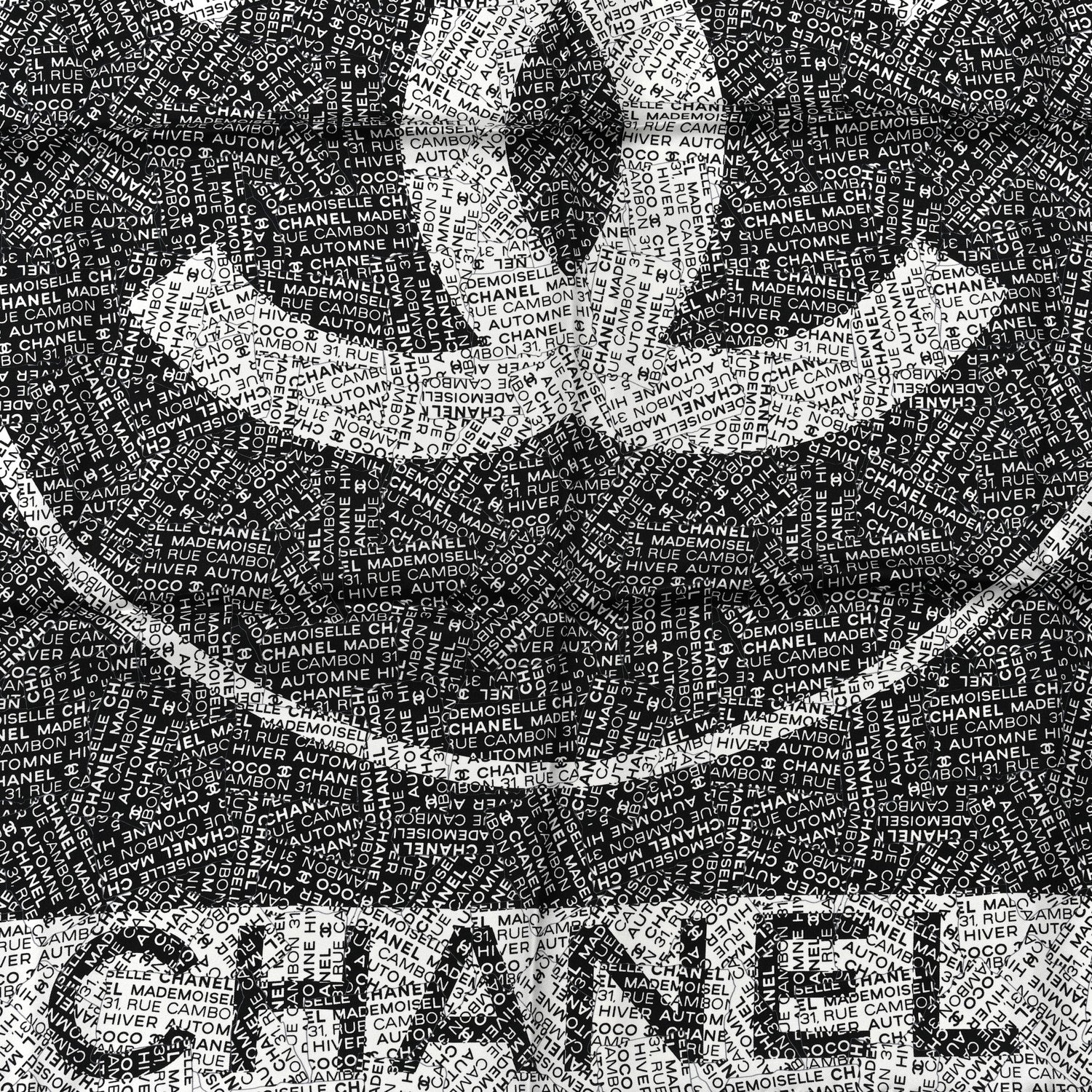 Chanel Silk Rue Cambon CC Square Scarf Black White 2 of 4