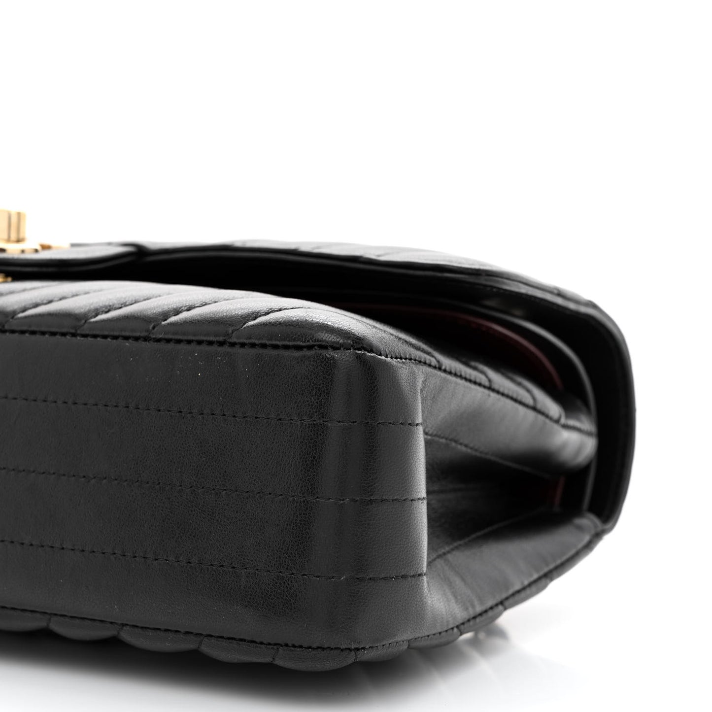 Lambskin Chevron Quilted Medium Double Flap Black