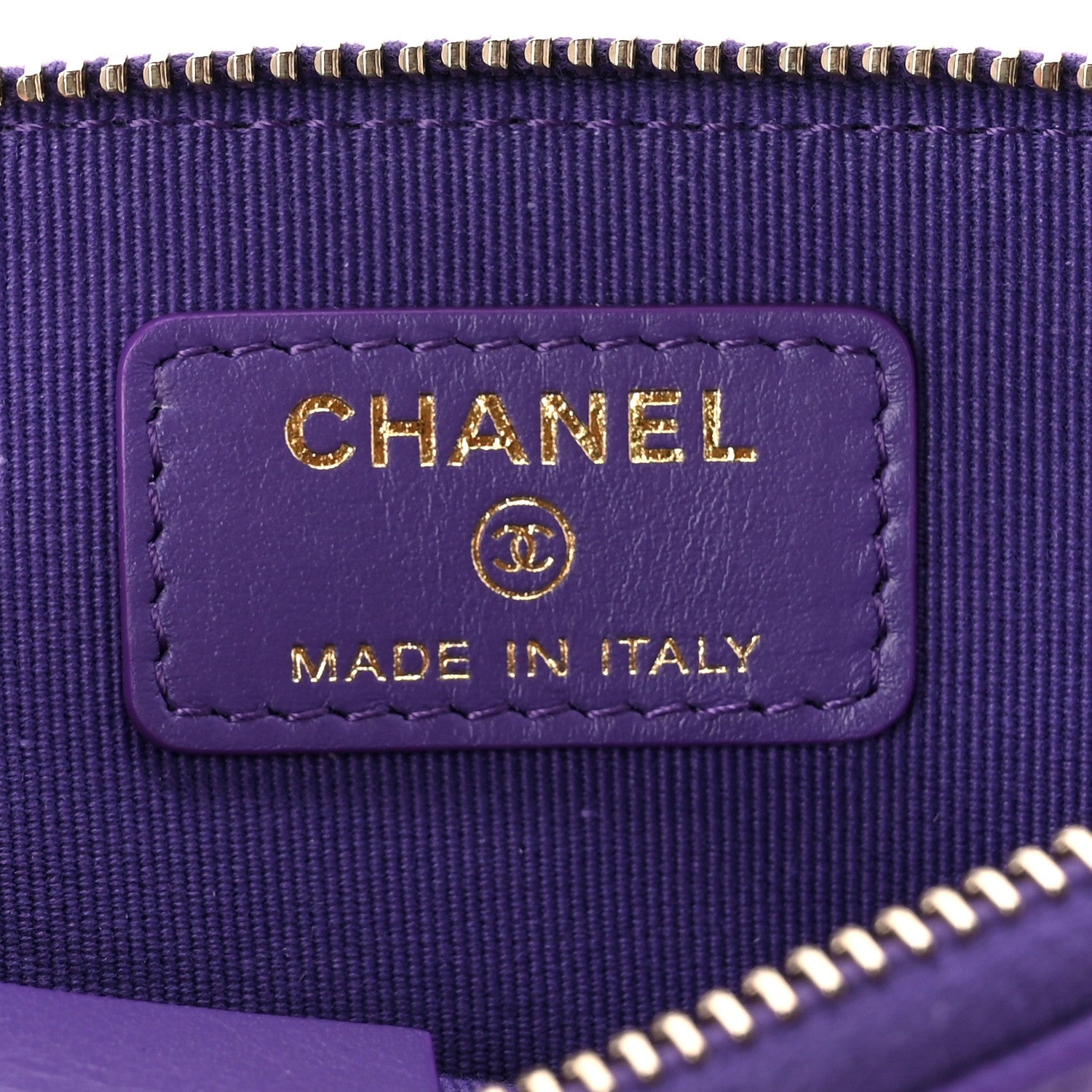 Chanel Caviar Quilted Zip Card Holder Wallet Purple 7 of 11