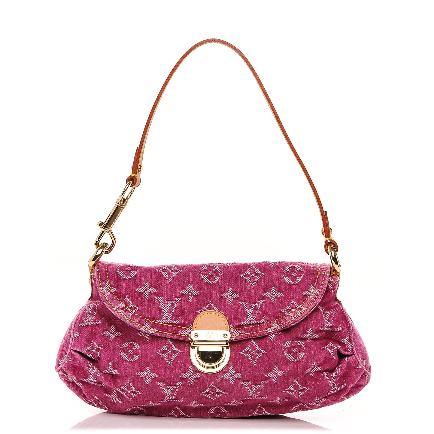 Monogram Denim Mini Pleaty Fuchsia