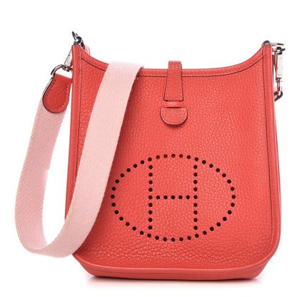Hermes Taurillon Clemence Amazone Evelyne TPM Rouge Pivoine Rose Sakura 1 of 12