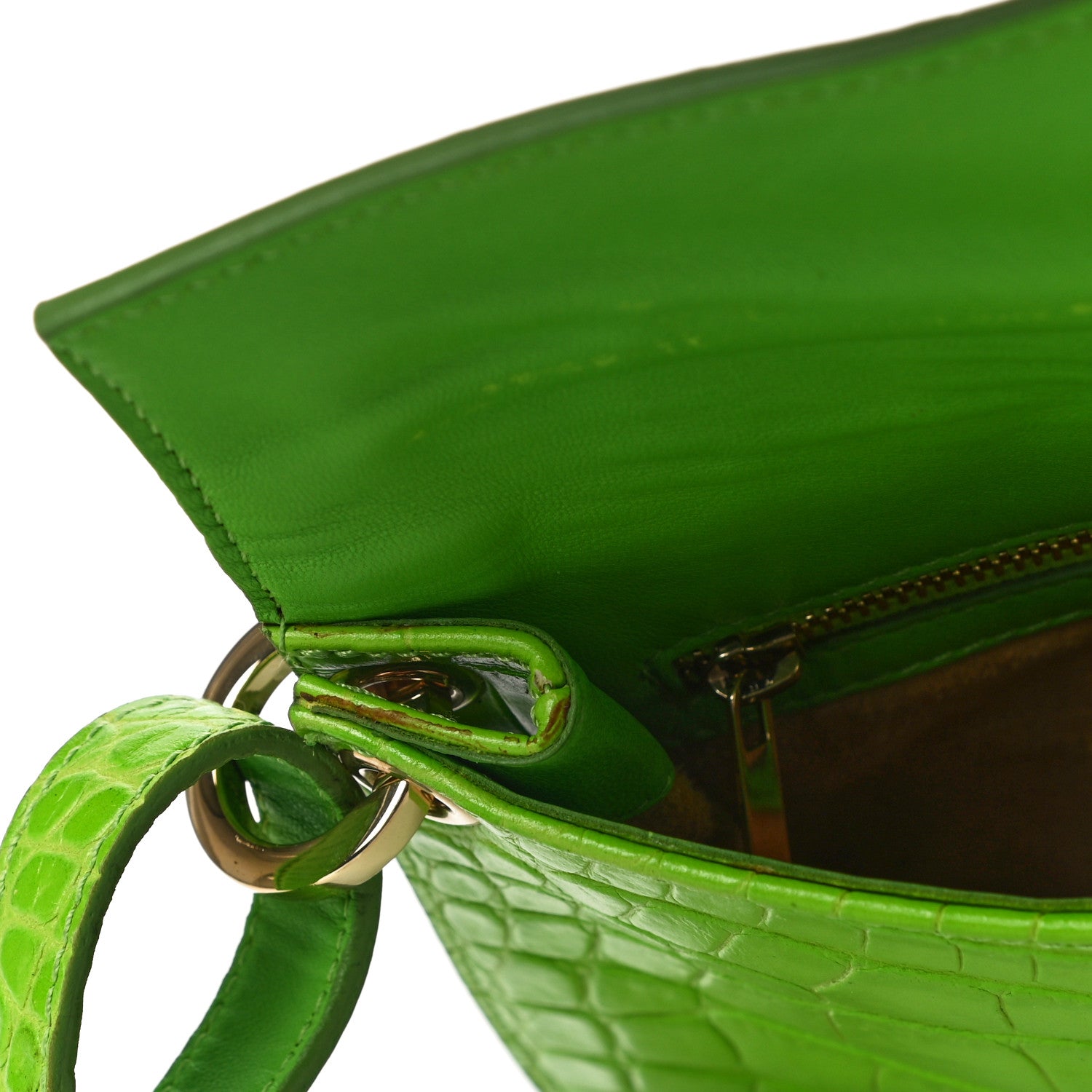 Jimmy Choo Calfskin Crocodile Embossed Rivera Clutch Lime 14 of 14