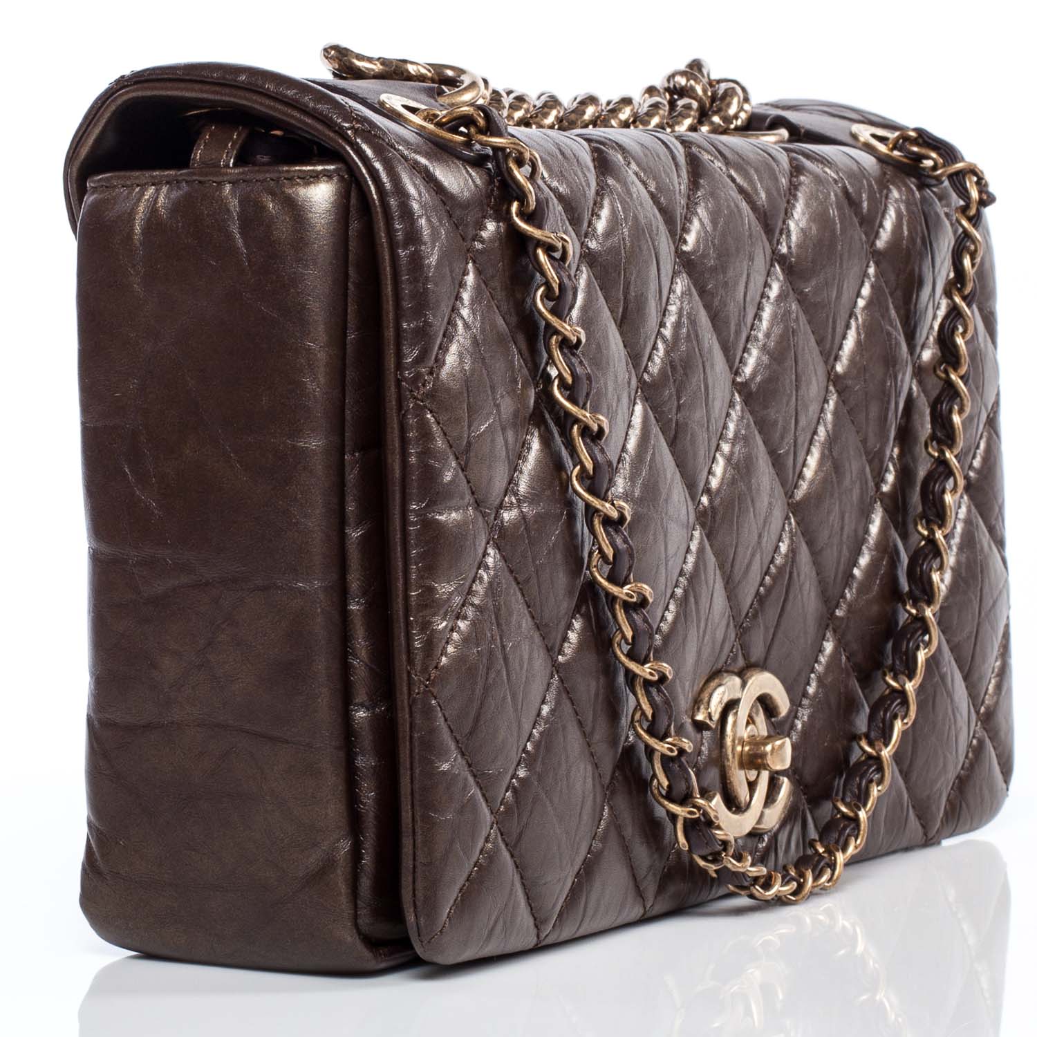 Chanel Quilted Medium Pondichery Flap Marron Fonce 4 of 9