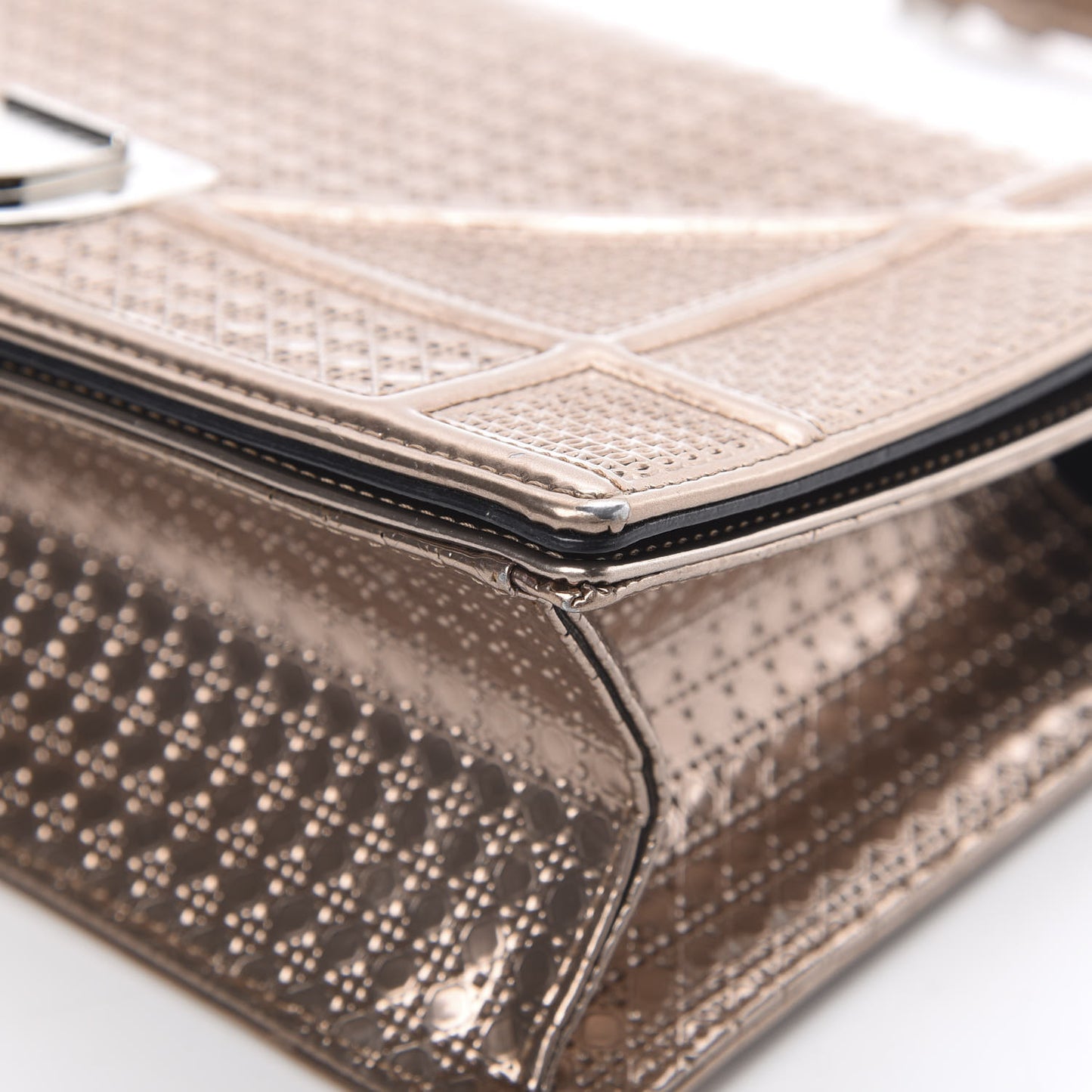 Metallic Patent Micro-Cannage Medium Diorama Flap Bag Hyper Pink