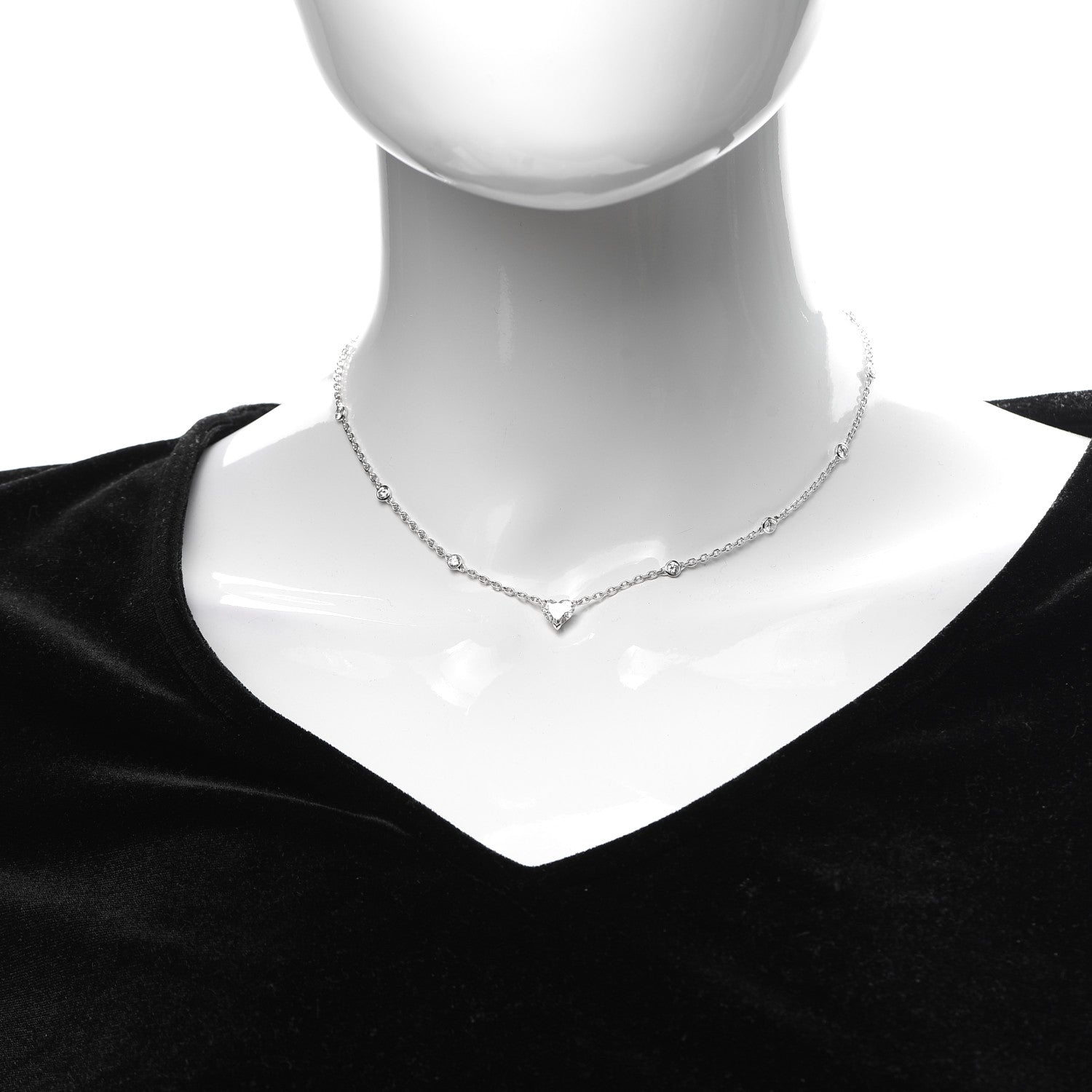 Cartier 18K White Gold Diamond 1.11ct Melopee Heart Diamond Necklace 2 of 7