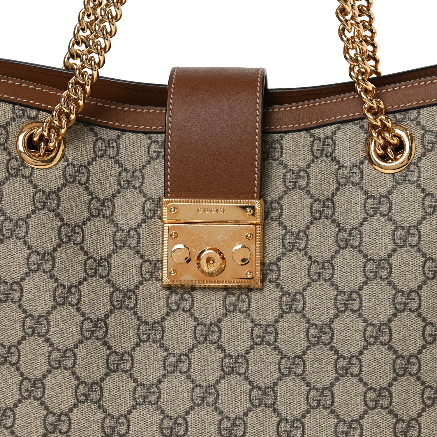 Gucci GG Supreme Monogram Medium Padlock Tote Beige Cuir 8 of 10