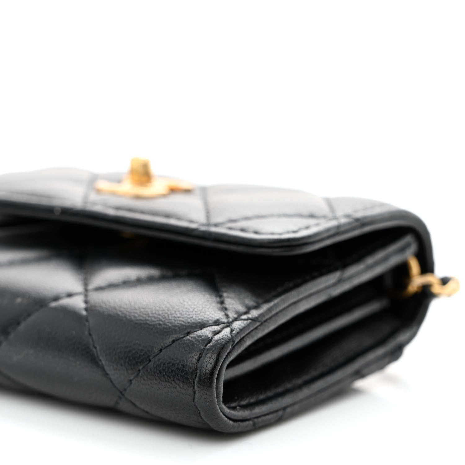 Chanel Lambskin Quilted Pearl Crush Clutch With Chain Black 11 of 12