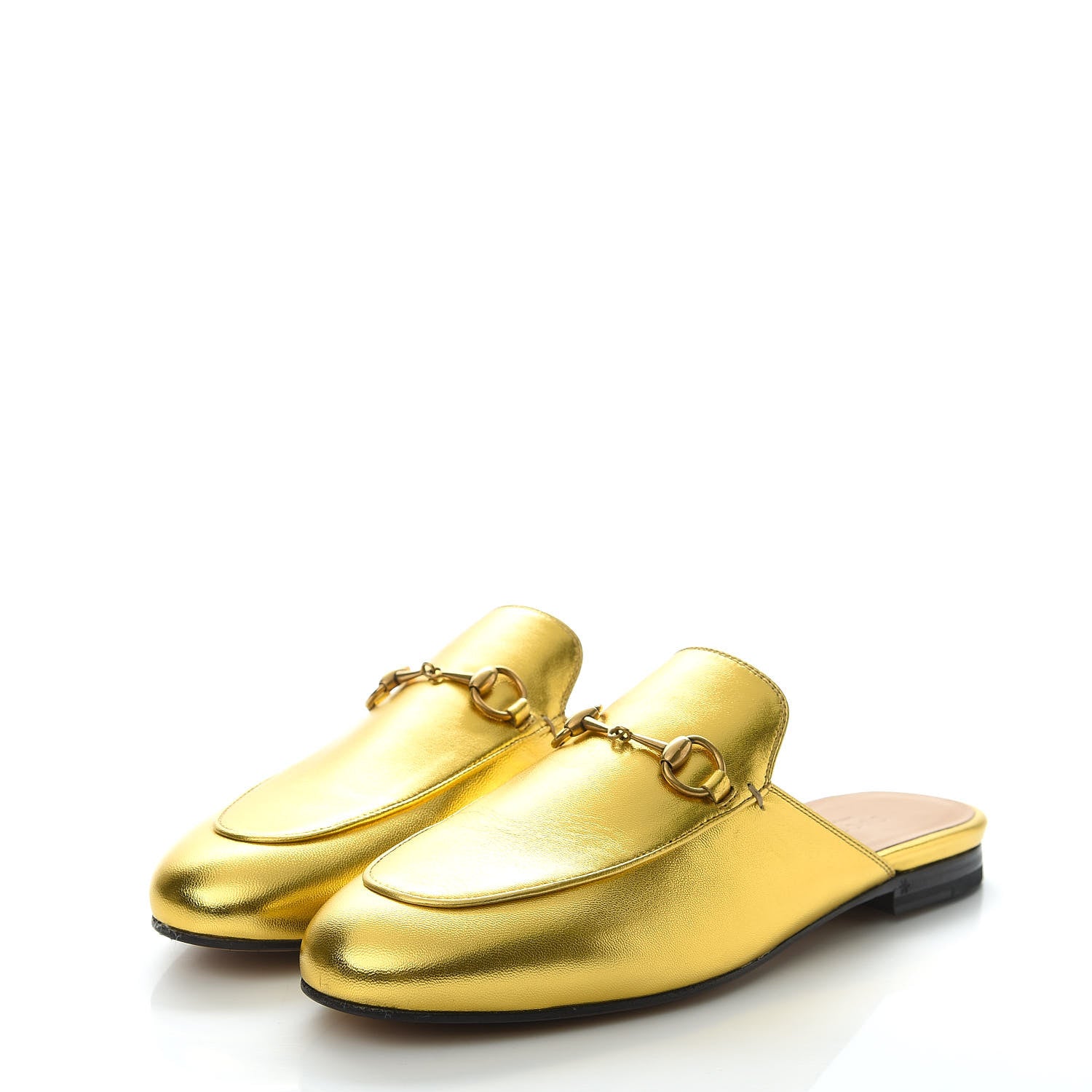 Gucci Metallic Nappa Womens Princetown Slippers 38.5 Gold 3 of 9