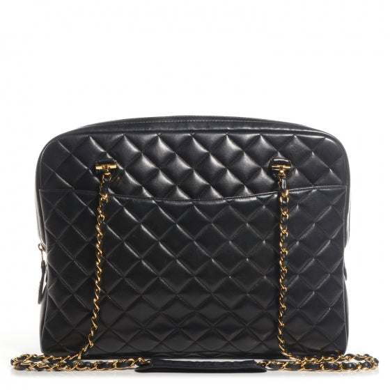 Lambskin Quilted Shoulder Bag Black