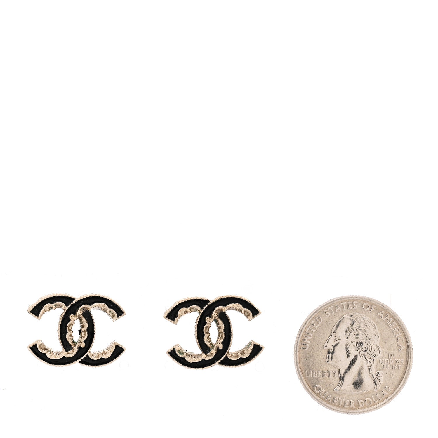 Chanel Enamel CC Baroque Earrings Black Gold 2 of 5