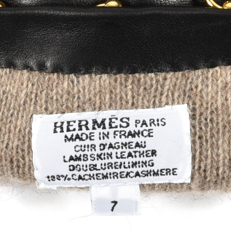Hermes Lambskin Mini Dog Gloves 7 Black 4 of 5