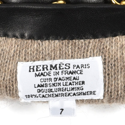 Hermes Lambskin Mini Dog Gloves 7 Black 4 of 5