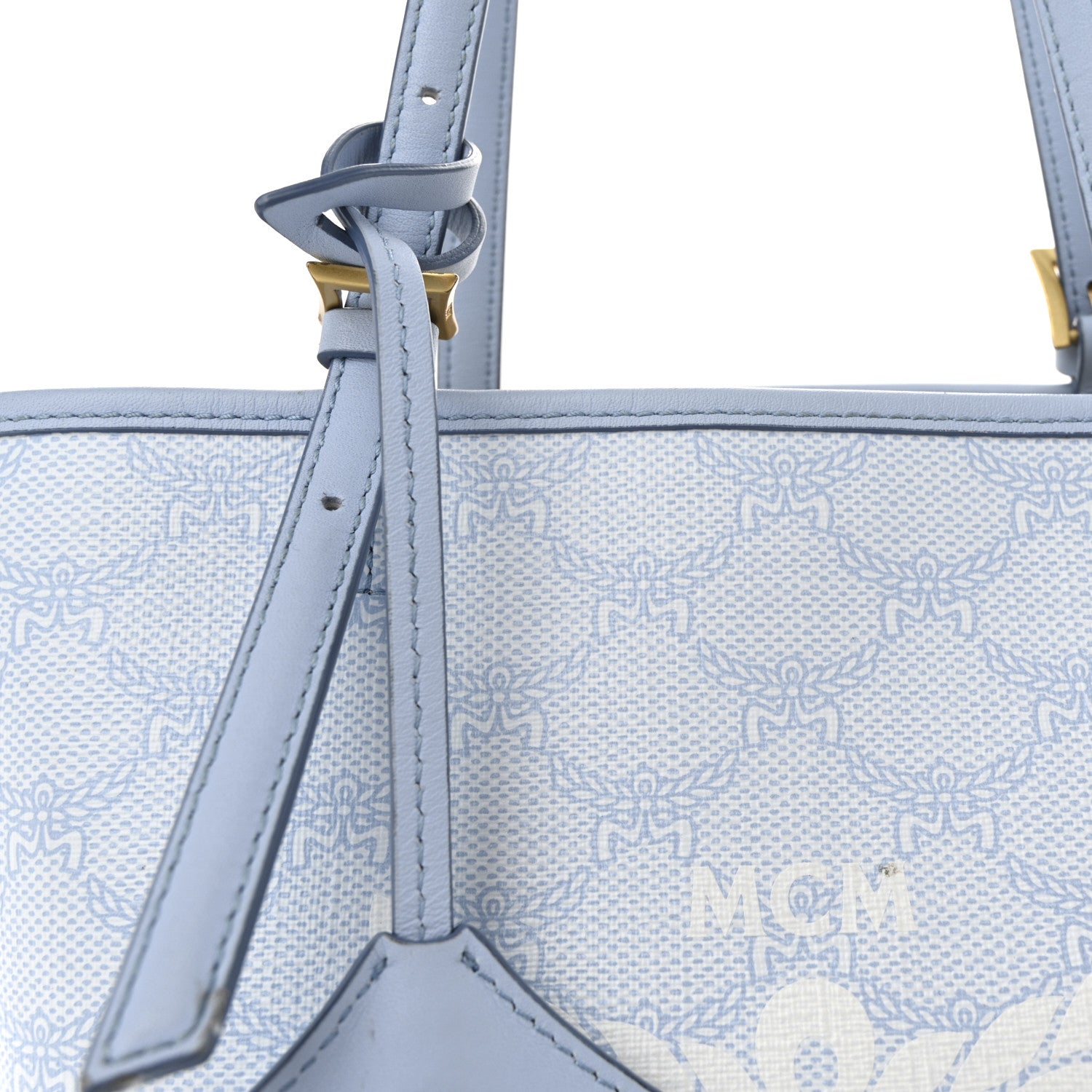 MCM Lauretos Nappa MIni Himmel Shopper Tote Ancient Blue 7 of 9