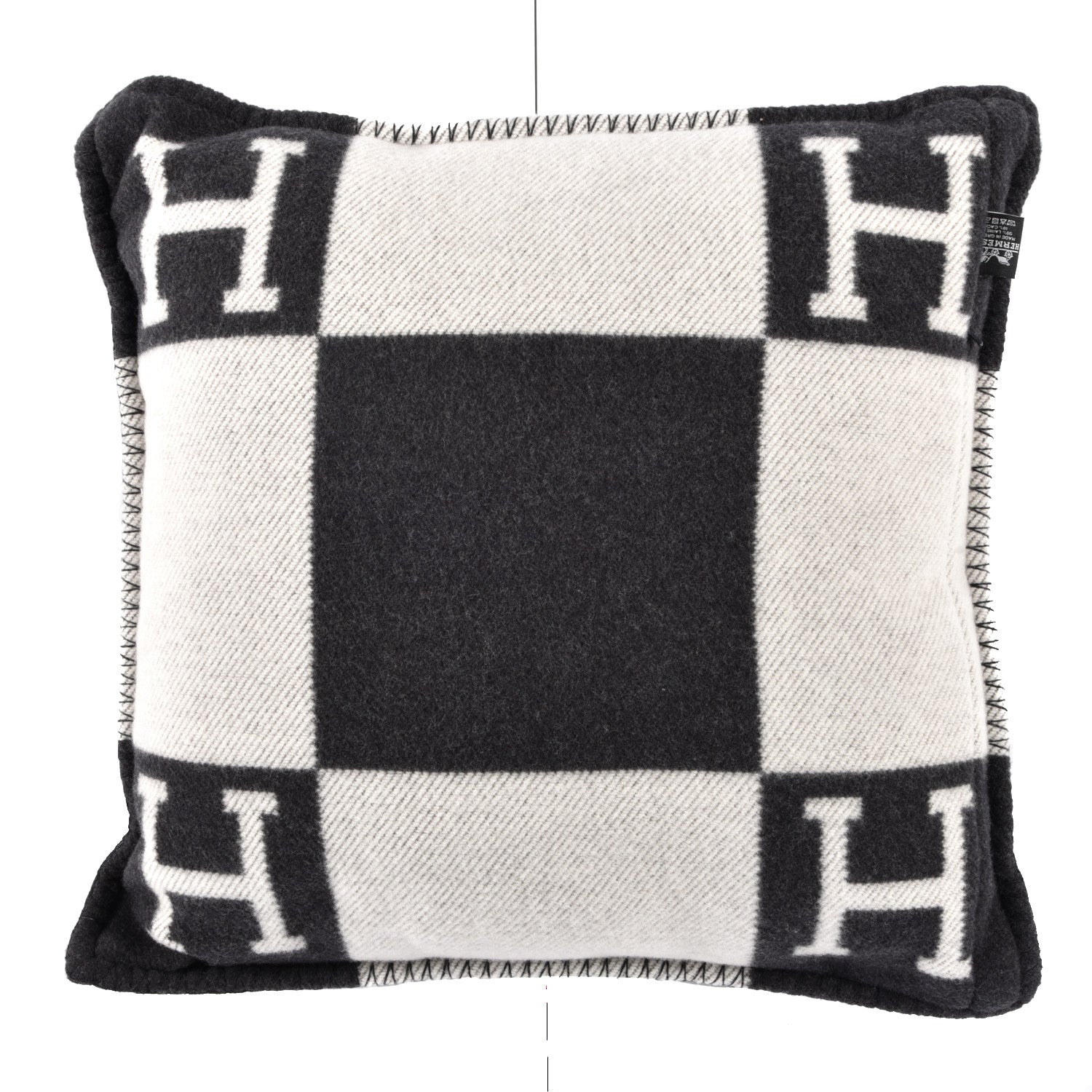 Hermes Wool Cashmere Avalon Pillow PM Ecru Gris Fonce 2 of 3