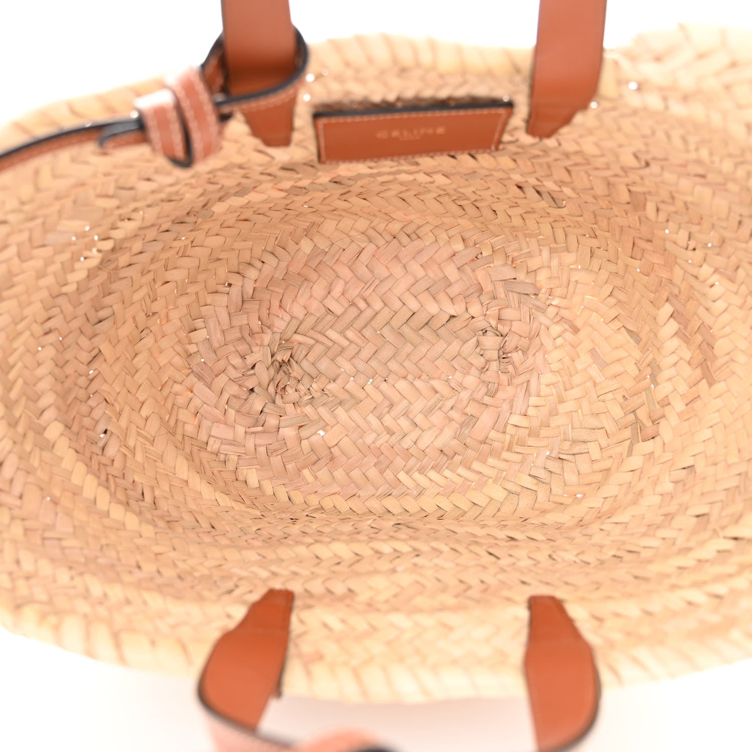 Celine Raffia Calfskin Triomphe Teen Panier Tan 5 of 9