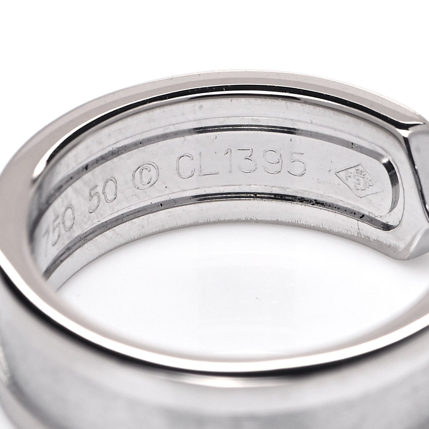 18K White Gold 6.5mm Logo De Cartier Ring 50 5.25