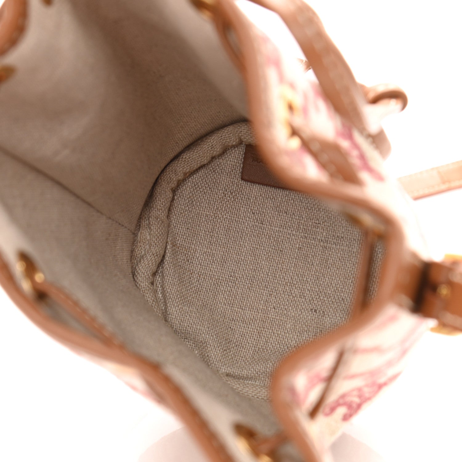 Celine Canvas Calfskin Triomphe Embroidered Bucket Bag Fox Red 5 of 12