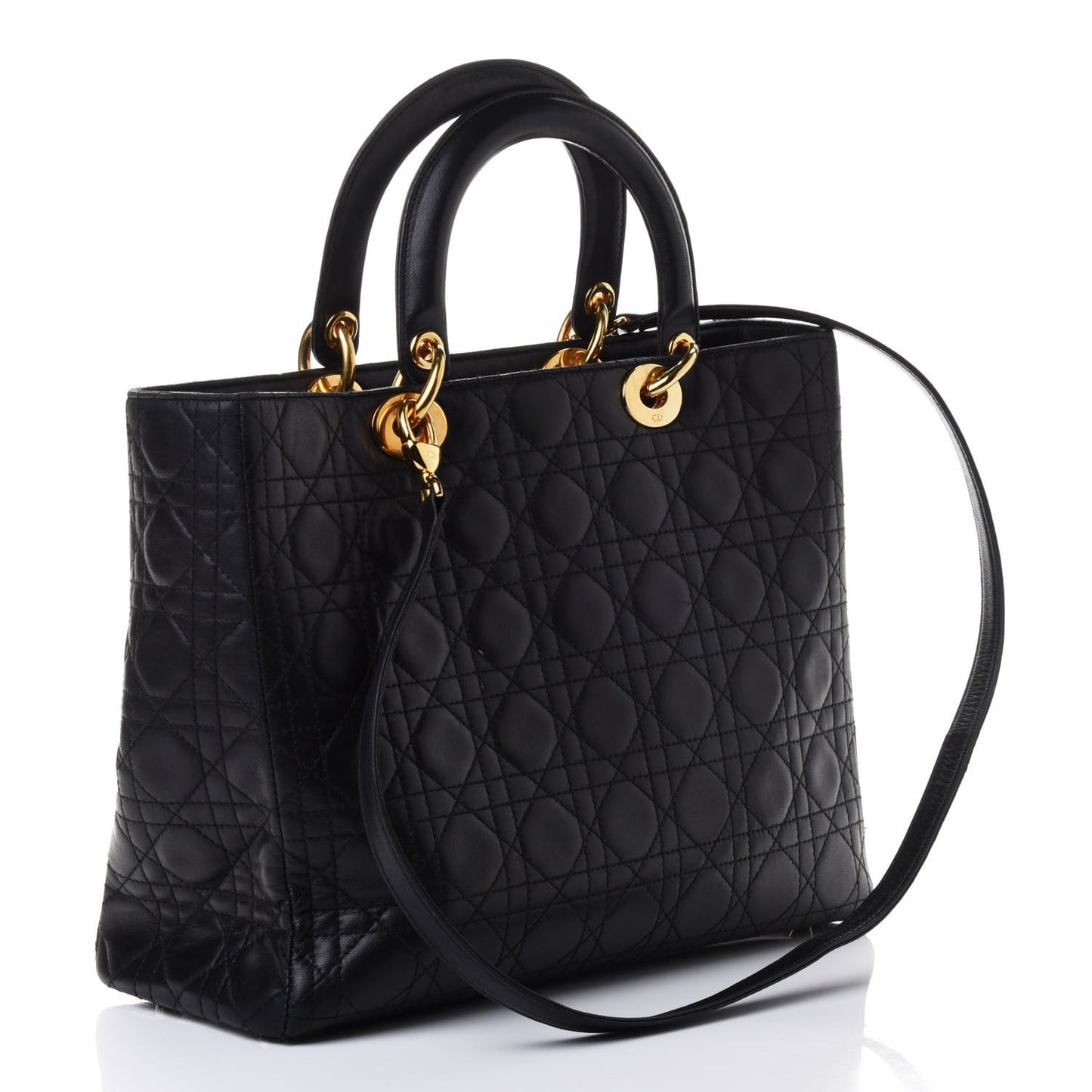 Lambskin Cannage Large Lady Dior Black