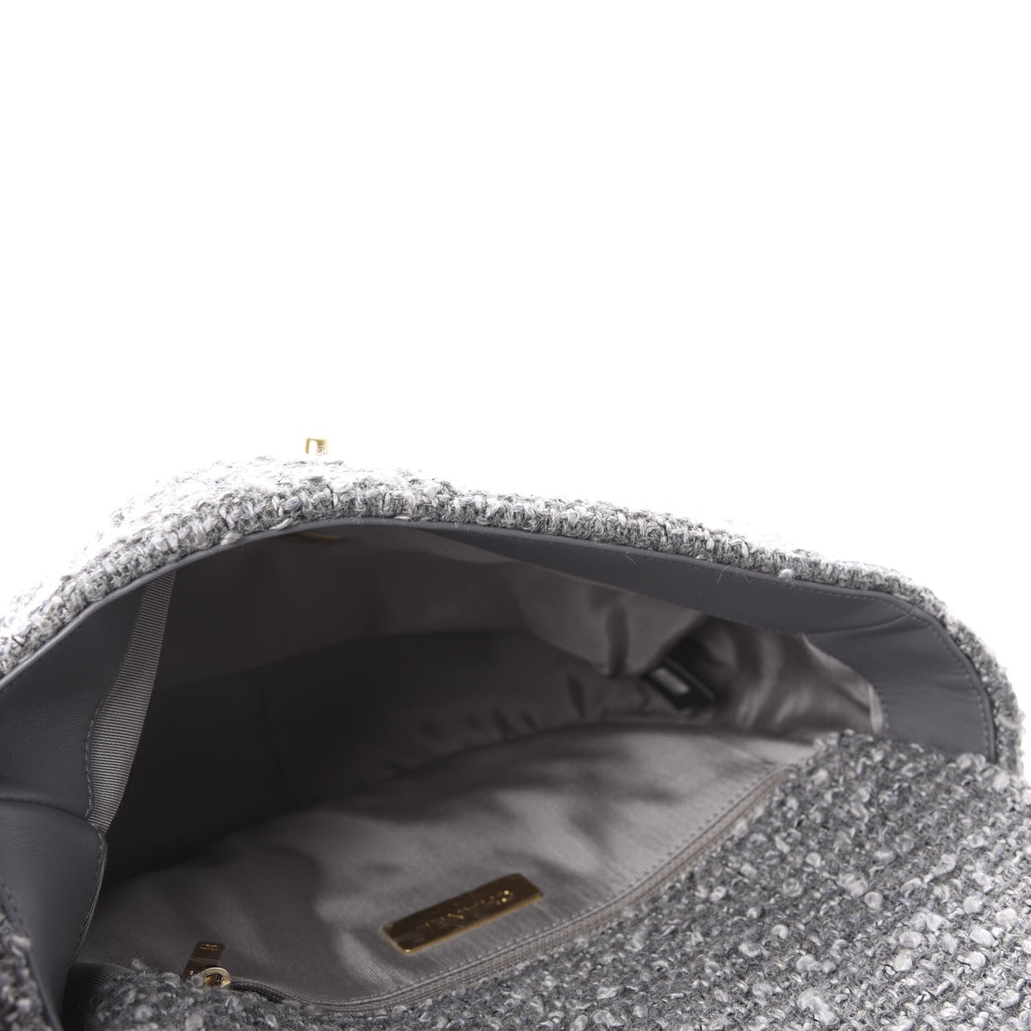 Chanel Tweed Quilted Large 19 Flap Grey 5 of 11