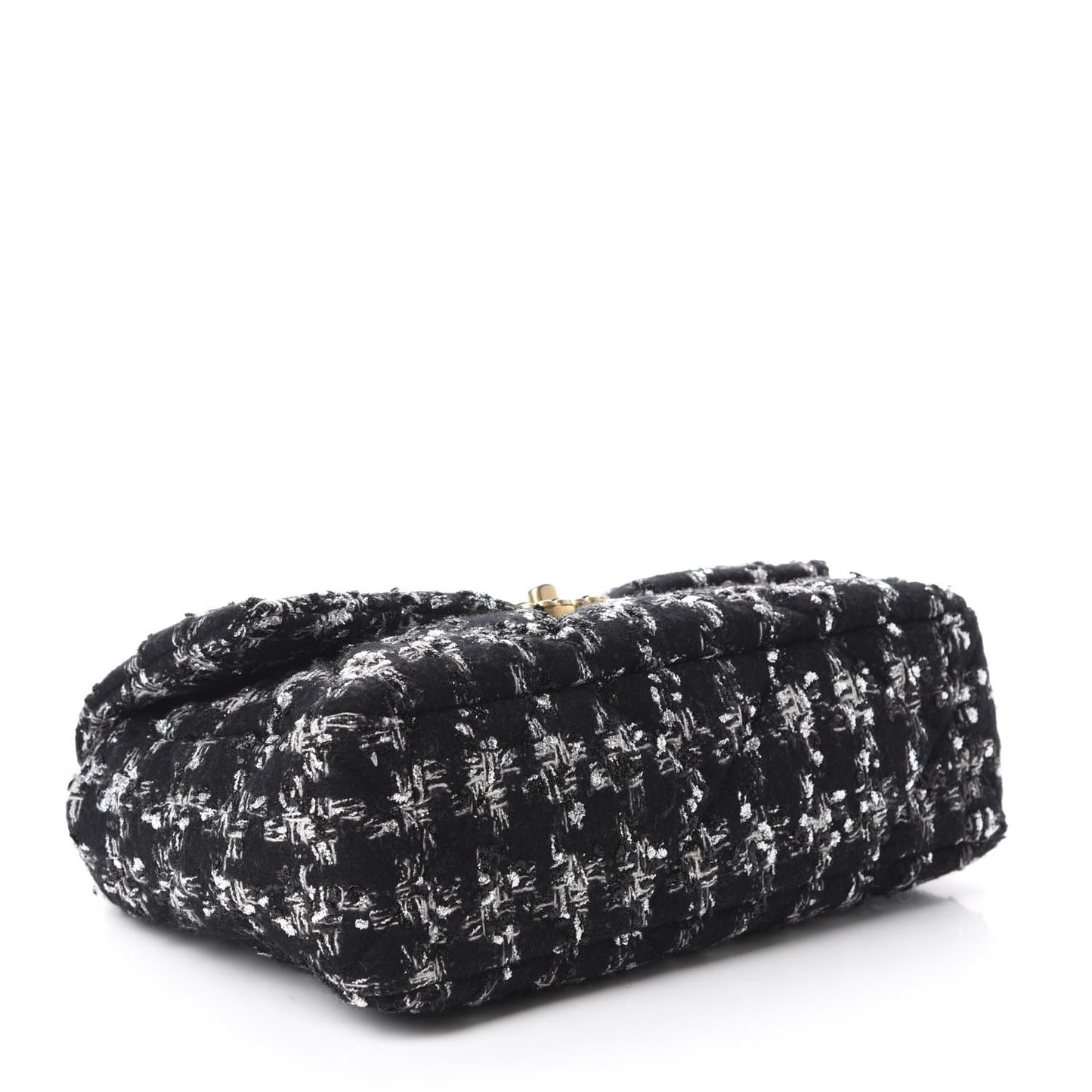 Tweed Quilted Large 19 Flap Black Ecru White