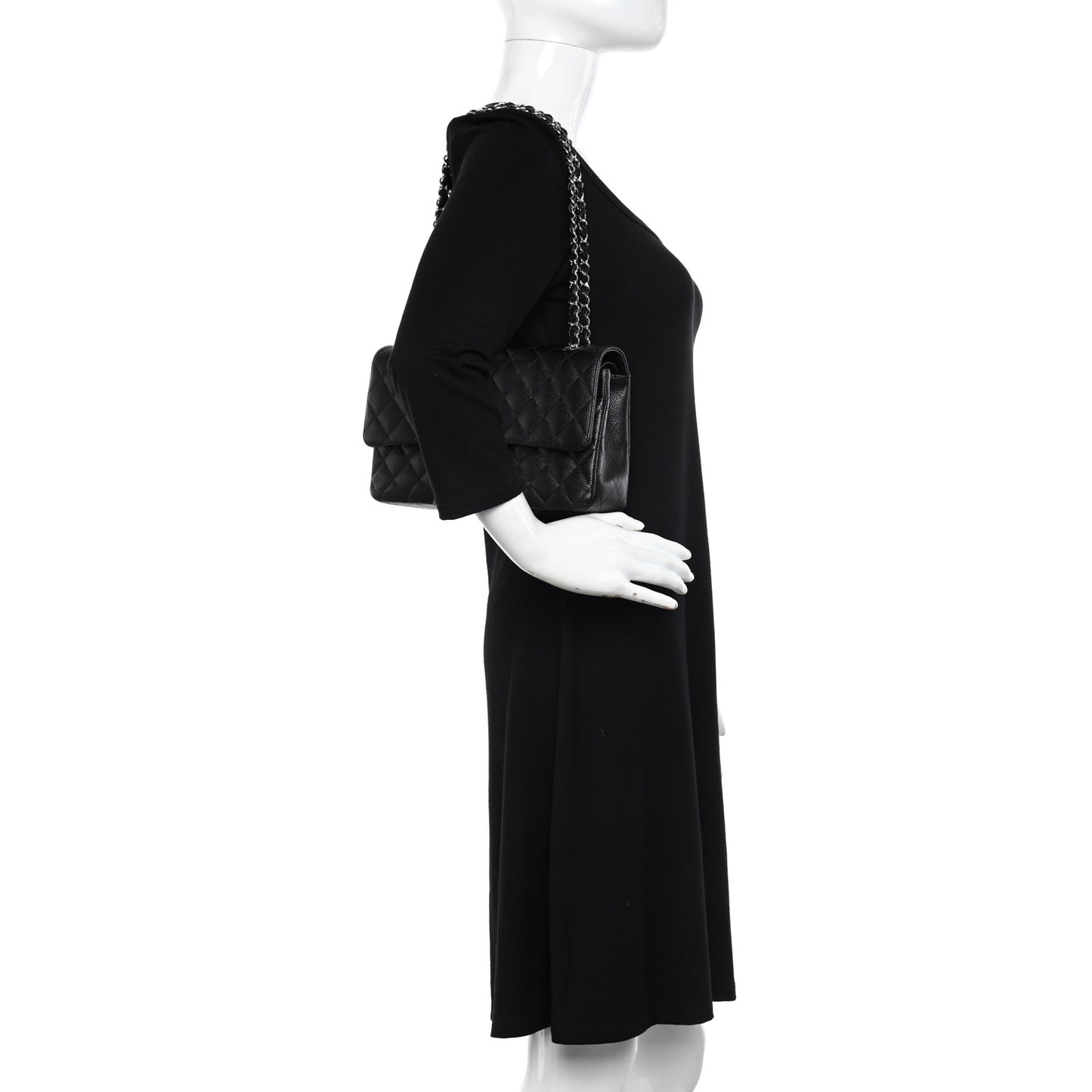 Caviar Quilted Medium Double Flap Black